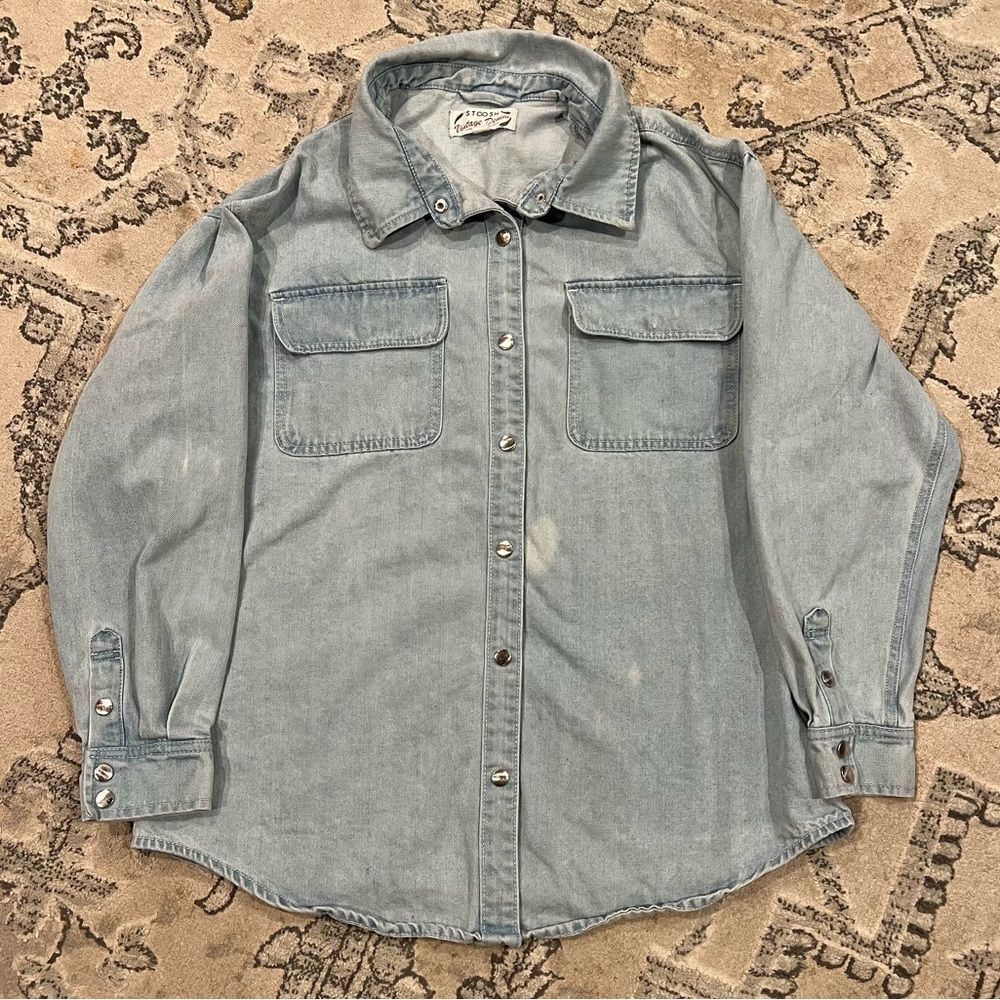 Stoosh Vintage Denim Shacket Button Down Size M